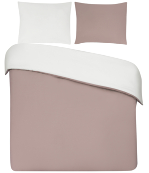 Dekbedovertrek My Luxe. - 140x200/220 - double face oudroze wit