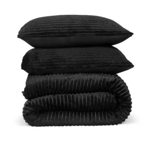 Dekbedovertrek Rib Flanel - 100% zacht materiaal - 200x220 - zwart