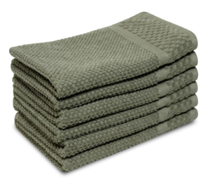 Gastendoek Soft Popcorn - 6 stuks - 30x50 - oudgroen