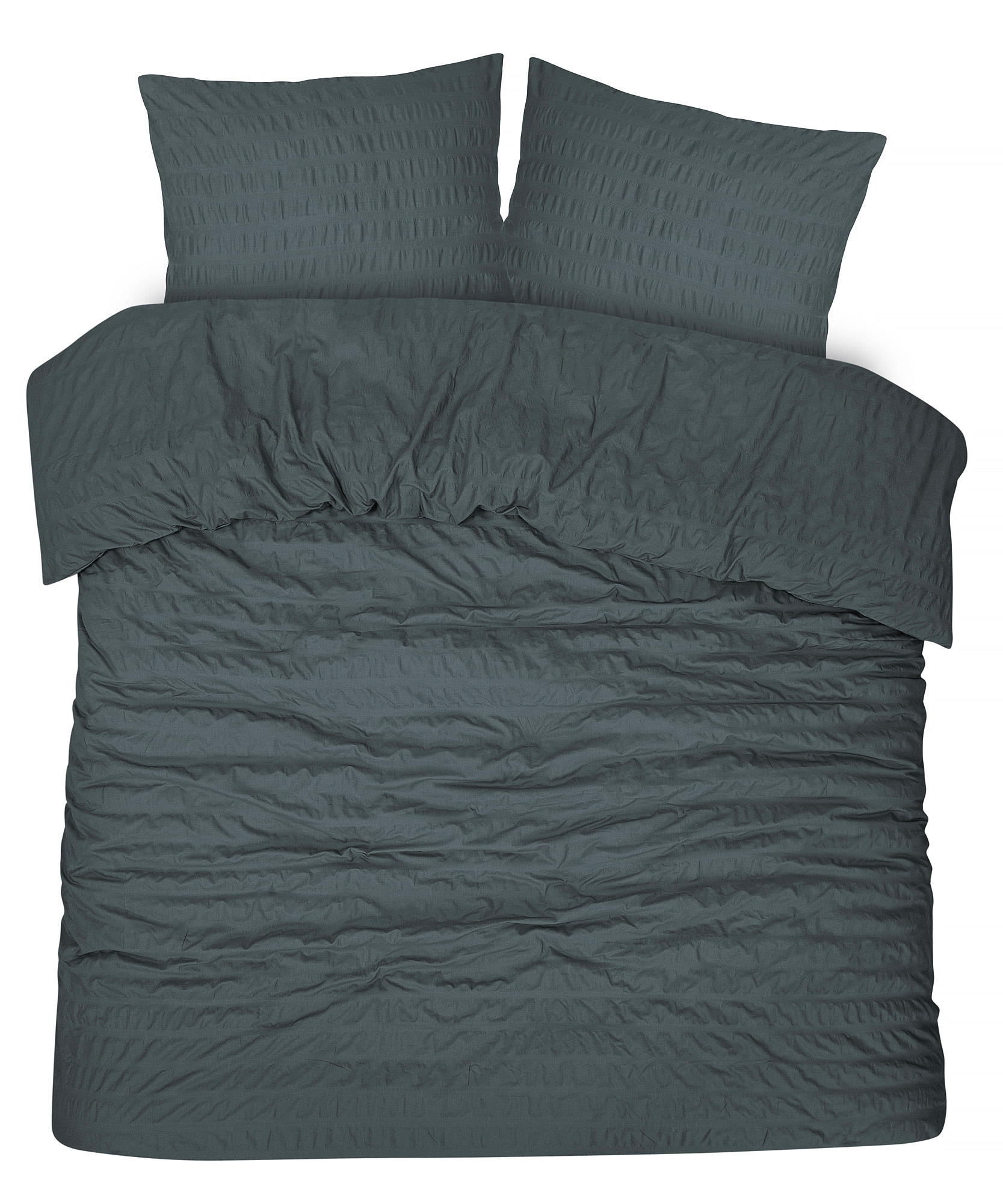Dekbedovertrek Seersucker - 200x200/220 - antraciet